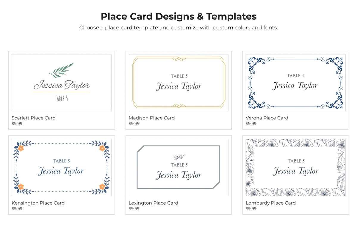 DIY PLACE CARDS CUSTOMIZER