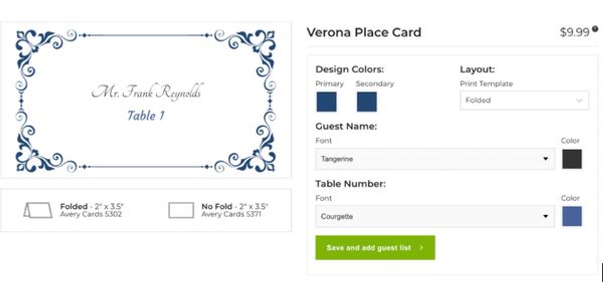 DIY Place Card Template Builder Zoom